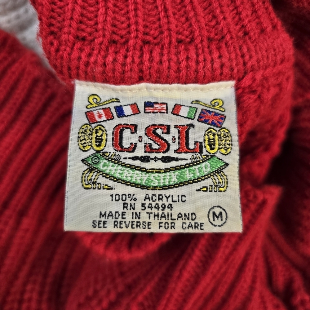 Vintage Cherry Stix Red and White Striped Women's Tunic Sweater Oversized Medium - Picture 2 of 7